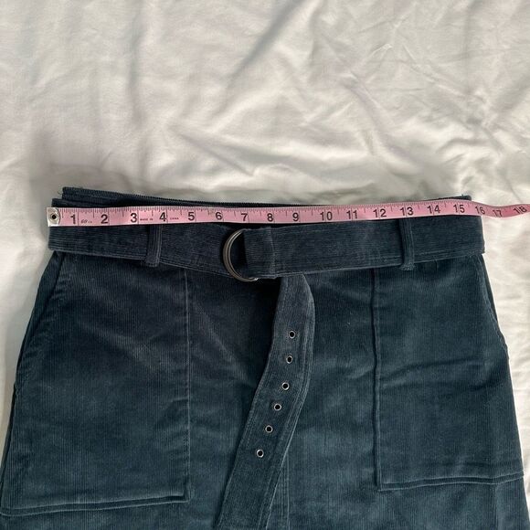 Laurèl Teal Corduroy Midi Skirt with Belt, Pockets, High Waist, Size 77 (US M/L) - Picture 6 of 10